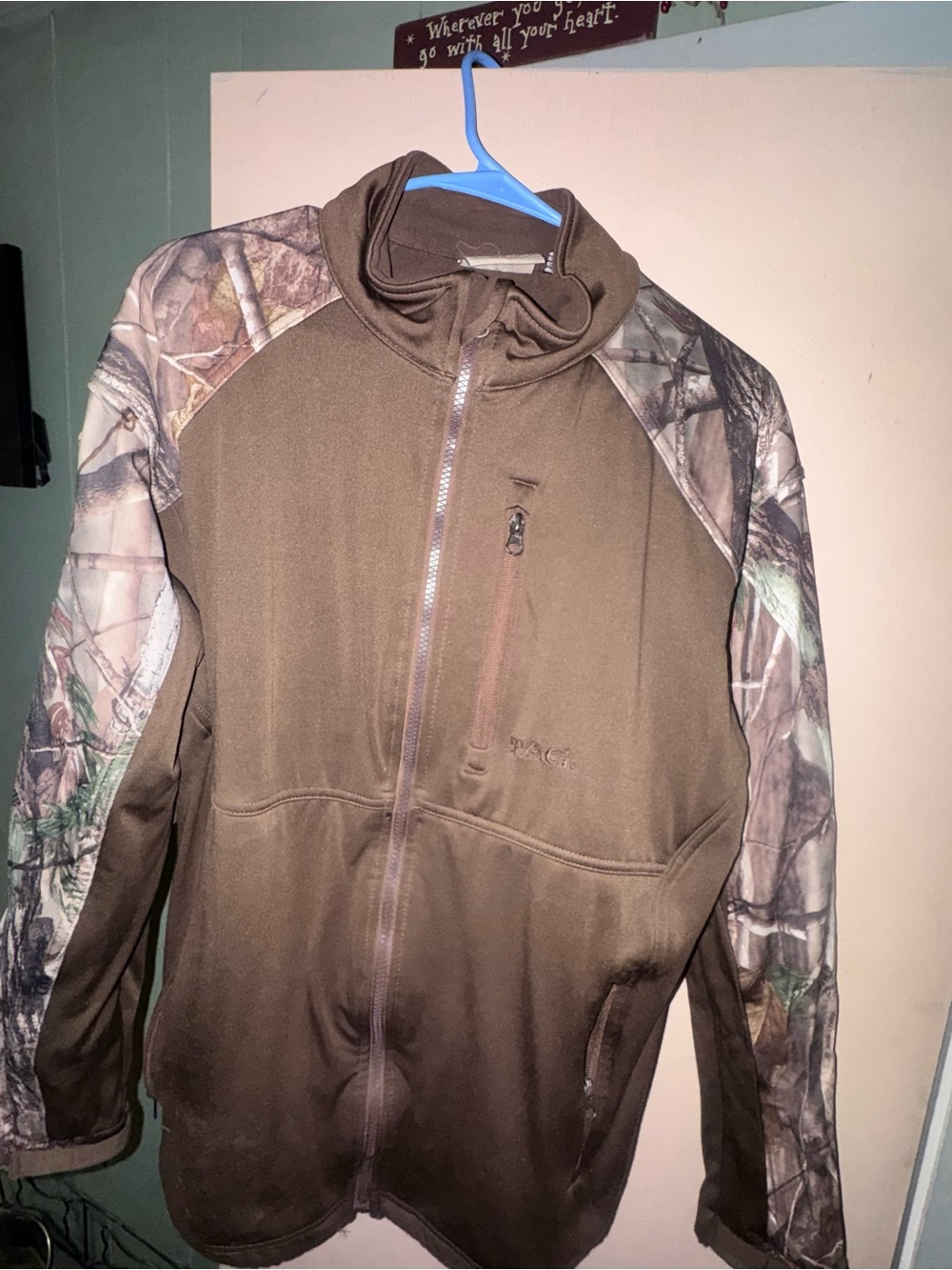 Tag Brown Fleece Jacket with Camouflage Sleeves